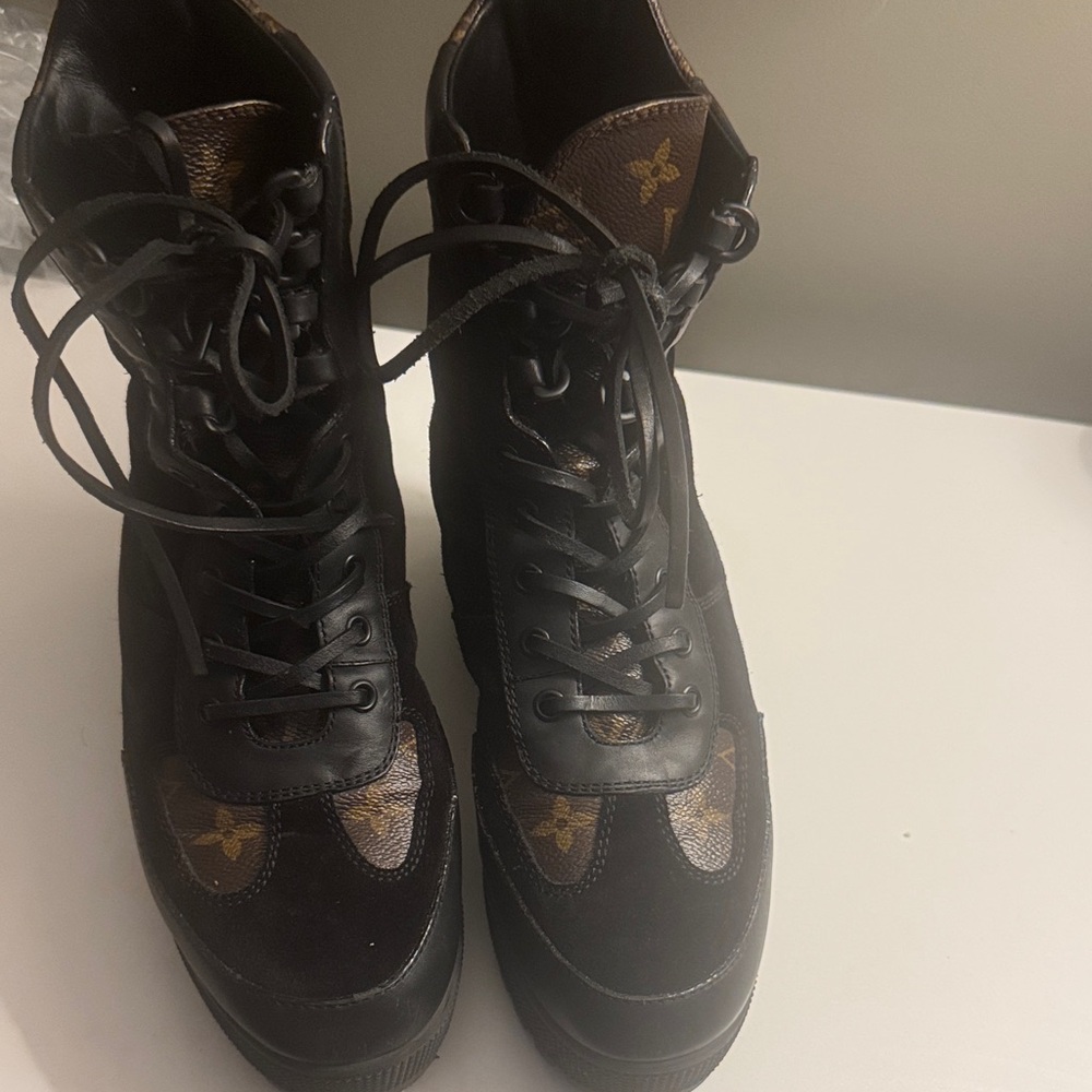 Black and Brown High-Top Sneakers